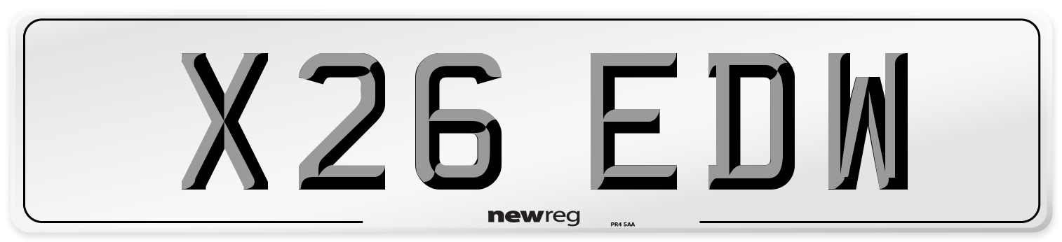 X26 EDW Number Plate from New Reg